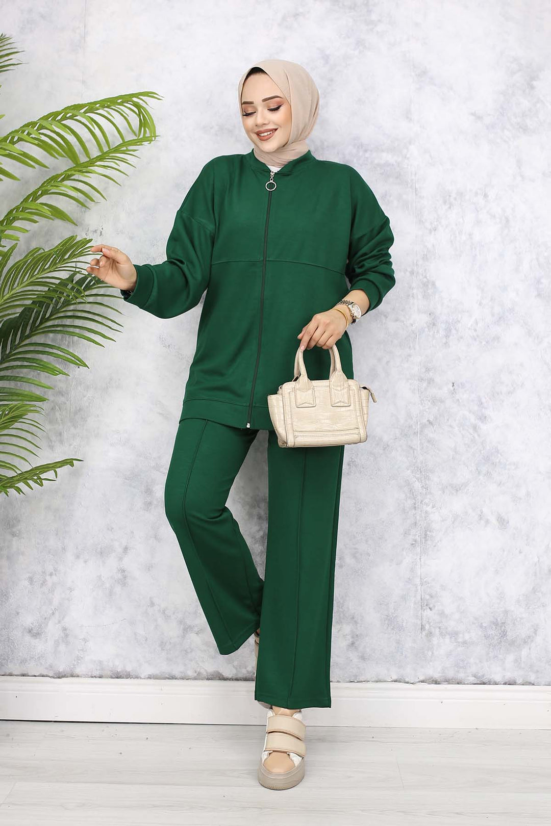BNG Women Zippered Two-Piece Set Emerald Green 3344 - Langford Station