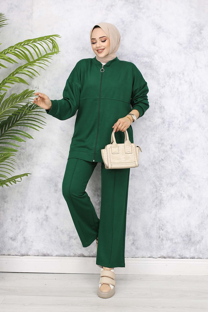 BNG Women Zippered Two-Piece Set Emerald Green 3344 - Langford Station