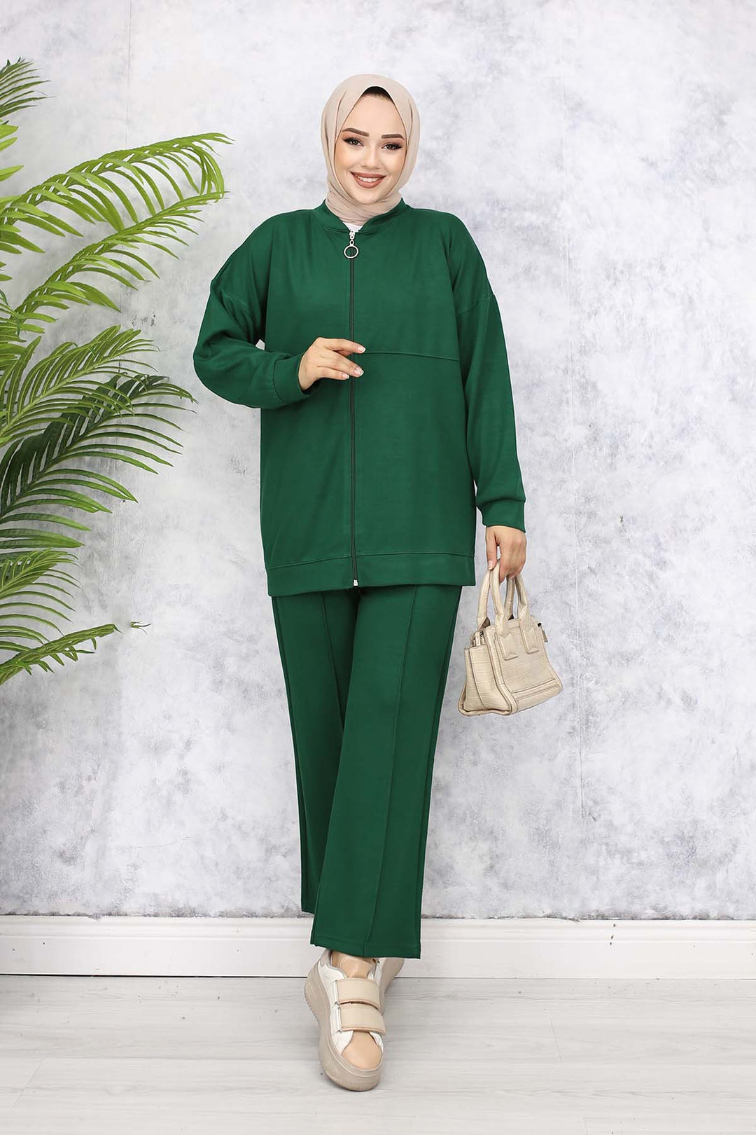 BNG Women Zippered Two-Piece Set Emerald Green 3344 - Langford Station