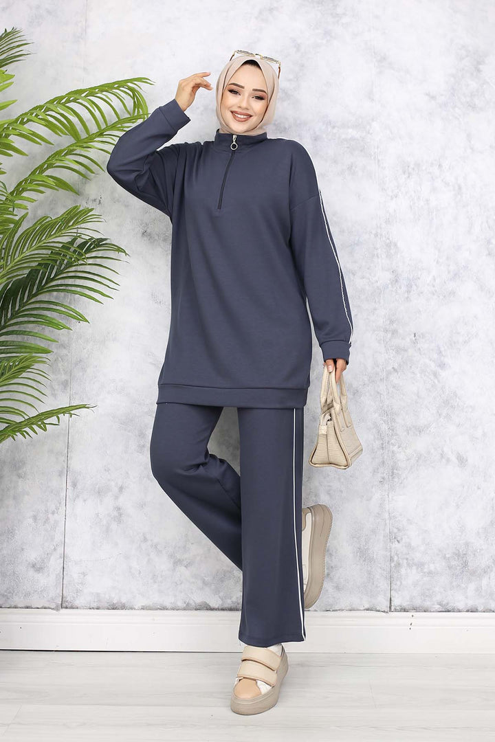 BNG Women Two-Piece Suit with Stripes - Anthracite 3367 - Holubivske