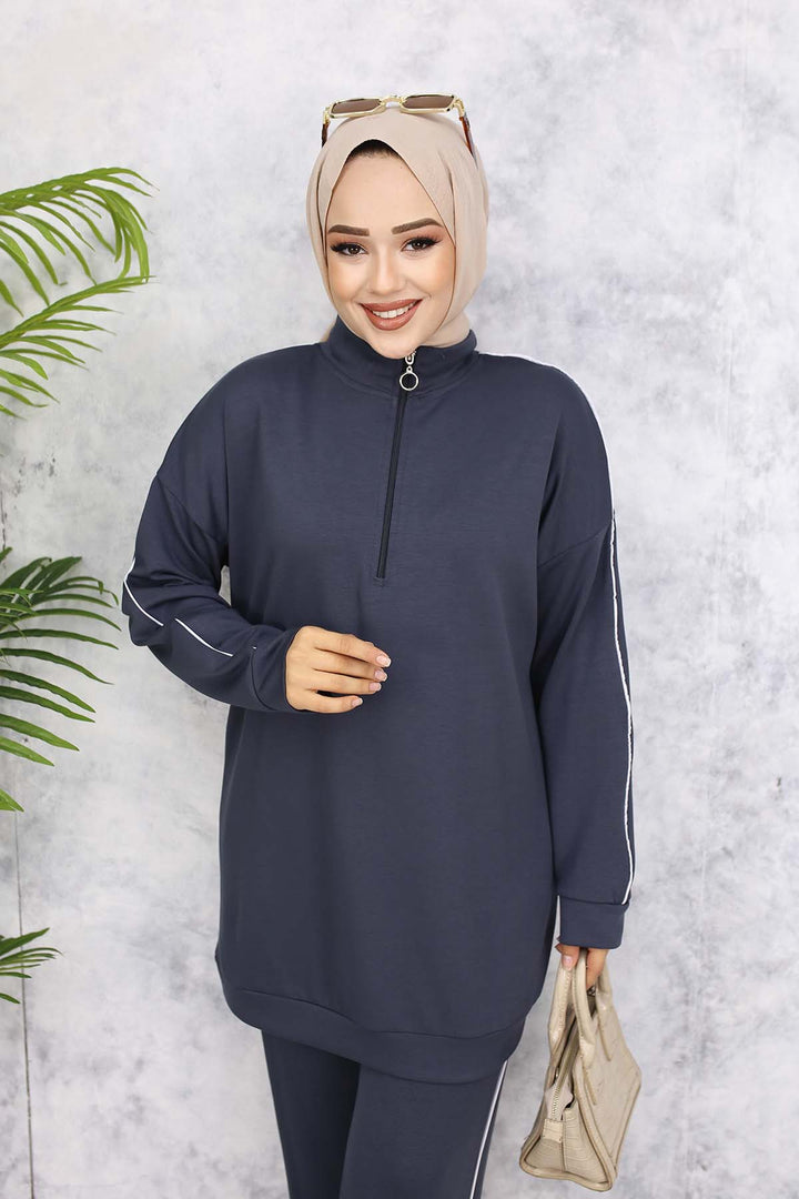 BNG Women Two-Piece Suit with Stripes - Anthracite 3367 - Holubivske