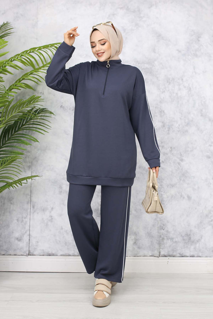 BNG Women Two-Piece Suit with Stripes - Anthracite 3367 - Holubivske