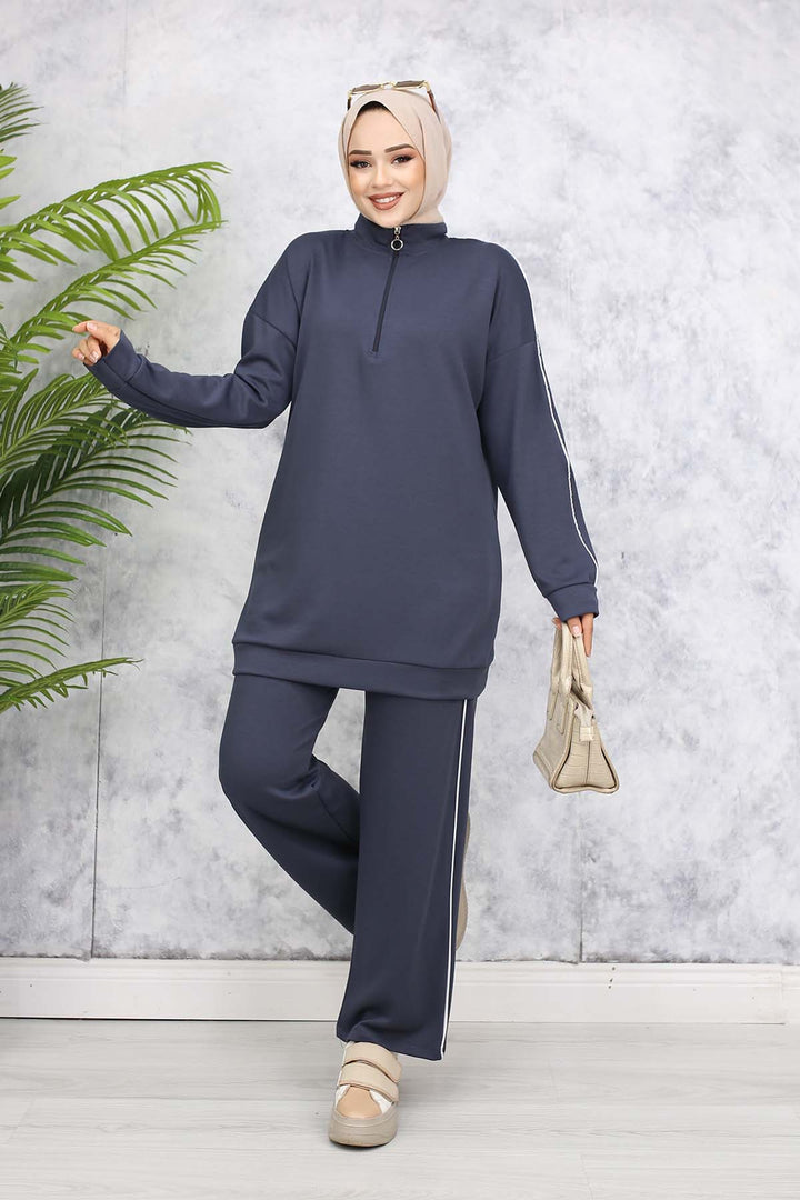 BNG Women Two-Piece Suit with Stripes - Anthracite 3367 - Holubivske