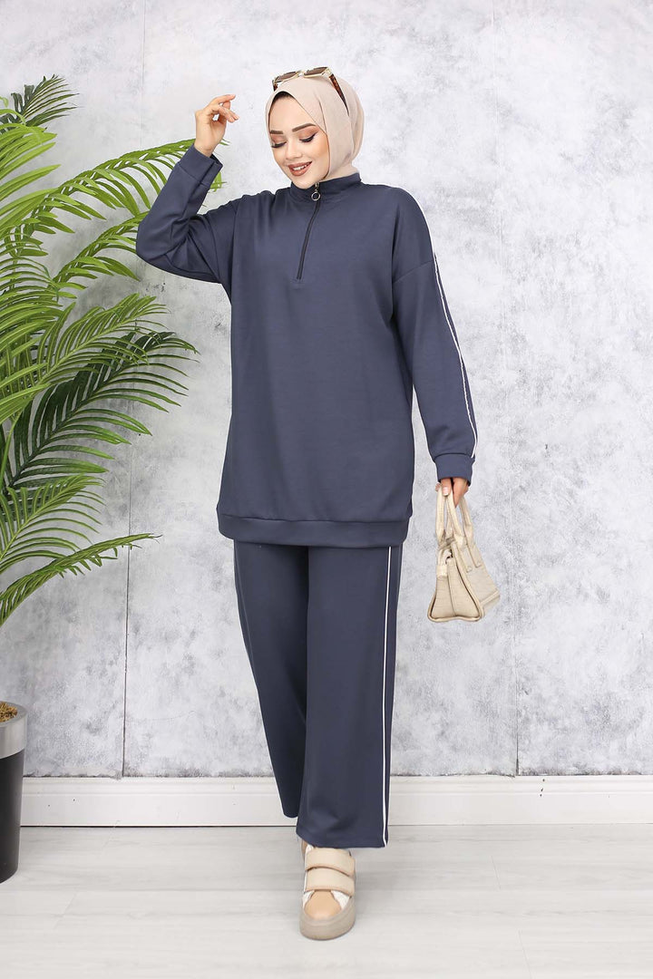 BNG Women Two-Piece Suit with Stripes - Anthracite 3367 - Holubivske