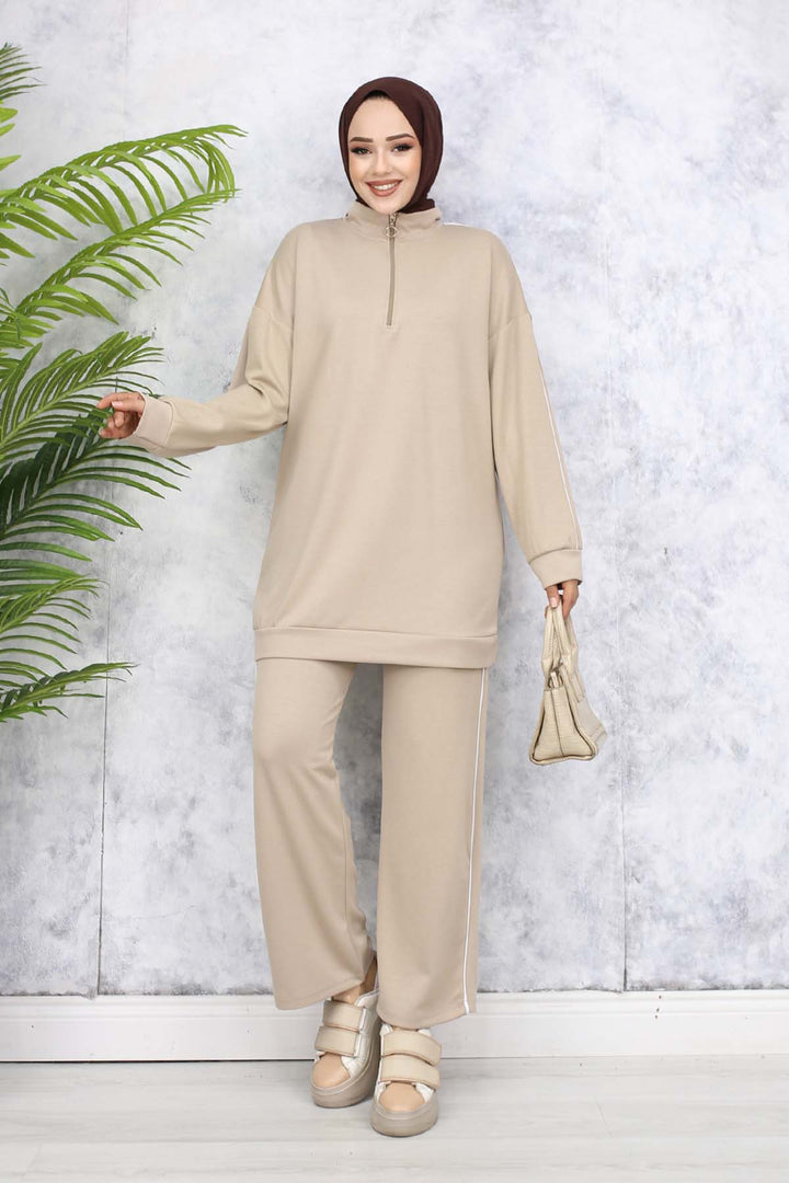 BNG Women Two-Piece Suit with Stripes - Beige 3367 - Kherson