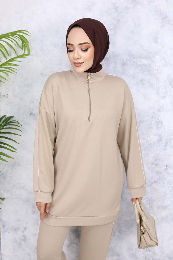 BNG Women Two-Piece Suit with Stripes - Beige 3367 - Kherson