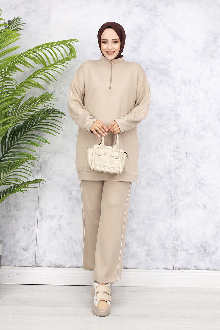BNG Women Two-Piece Suit with Stripes - Beige 3367 - Kherson