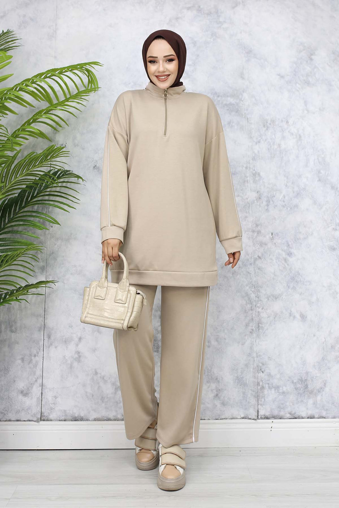 BNG Women Two-Piece Suit with Stripes - Beige 3367 - Kherson