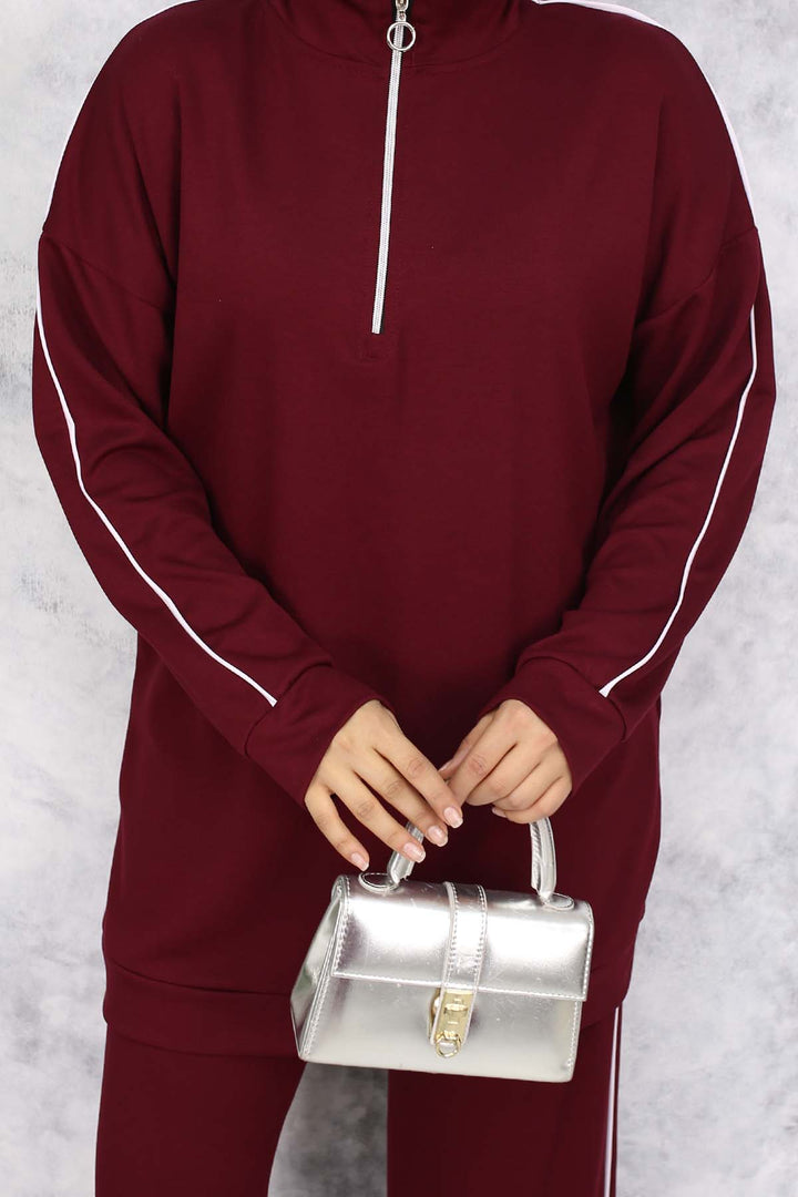 BNG Women Two-Piece Suit with Stripes - Burgundy 3367 - Pessac