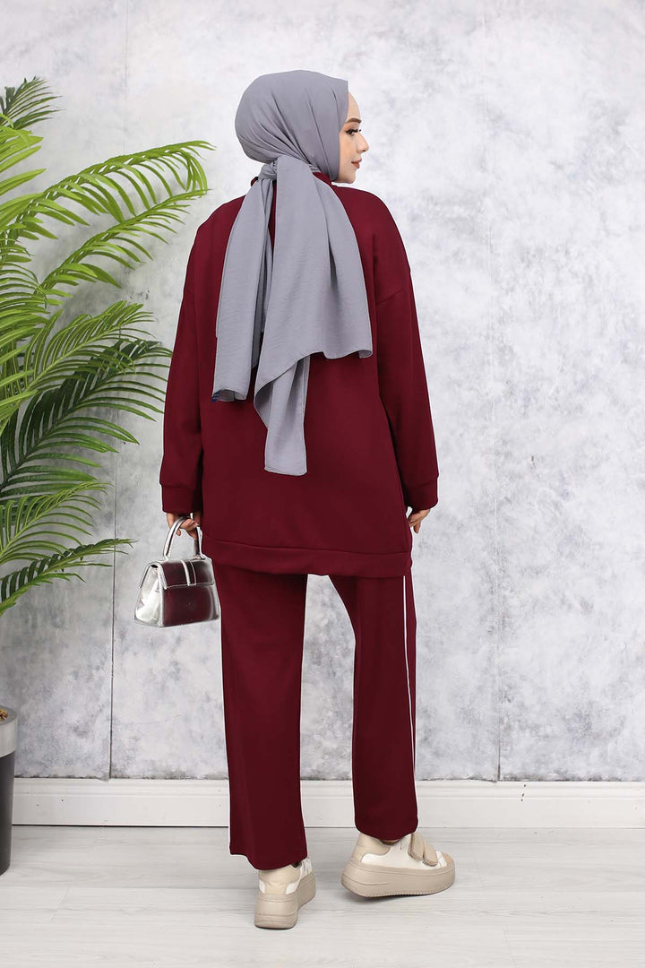 BNG Women Two-Piece Suit with Stripes - Burgundy 3367 - Pessac