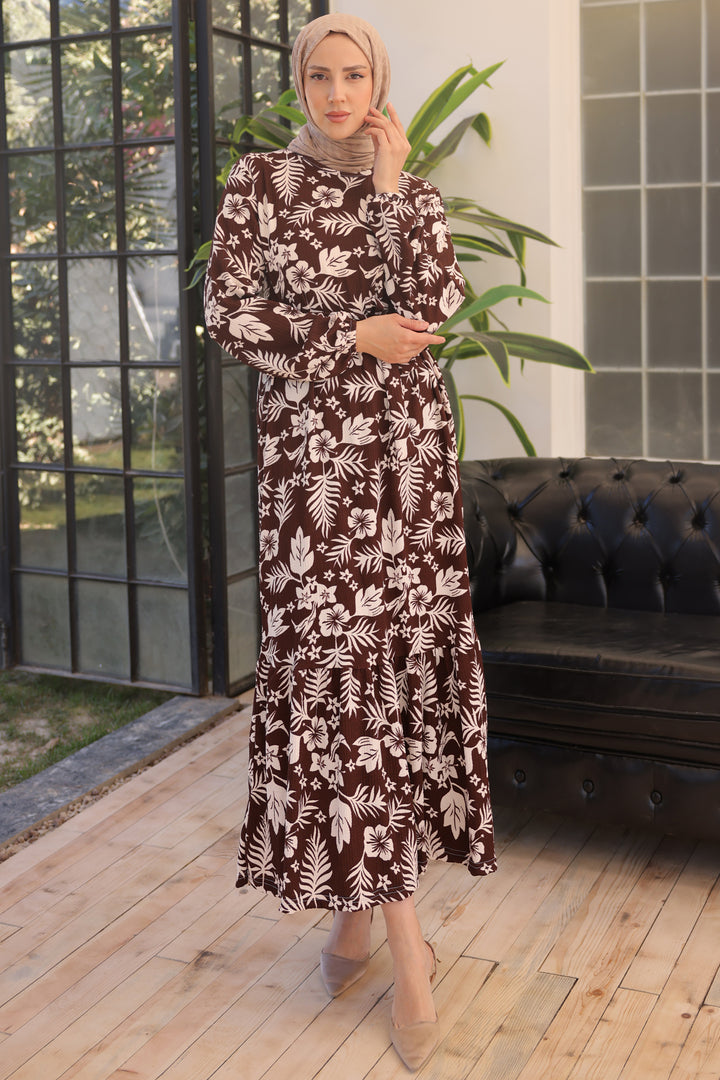 BNG Women Flower Patterned Dress Brown - Clermont