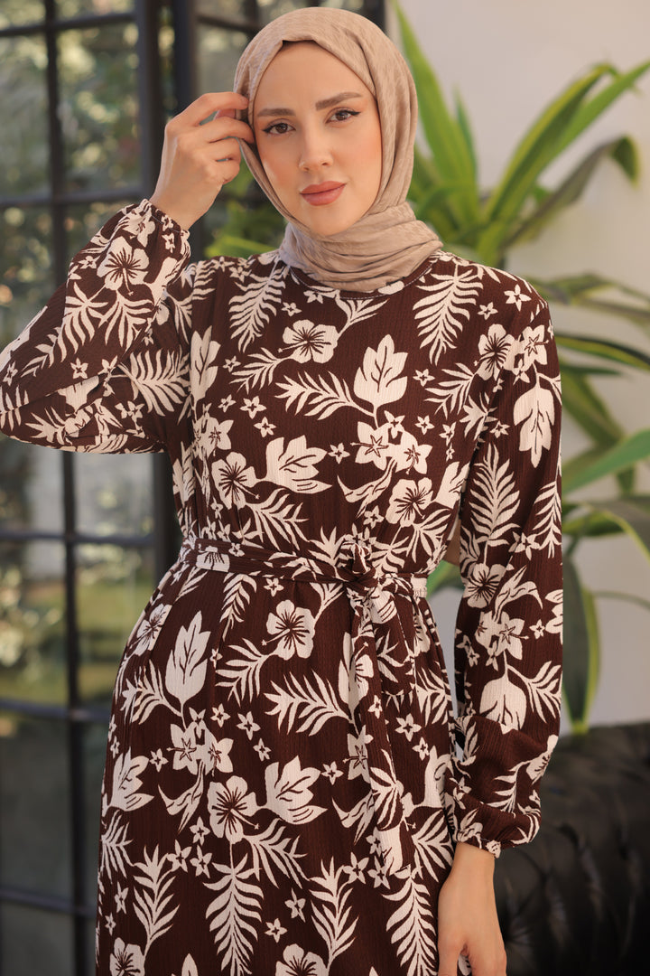 BNG Women Flower Patterned Dress Brown - Clermont