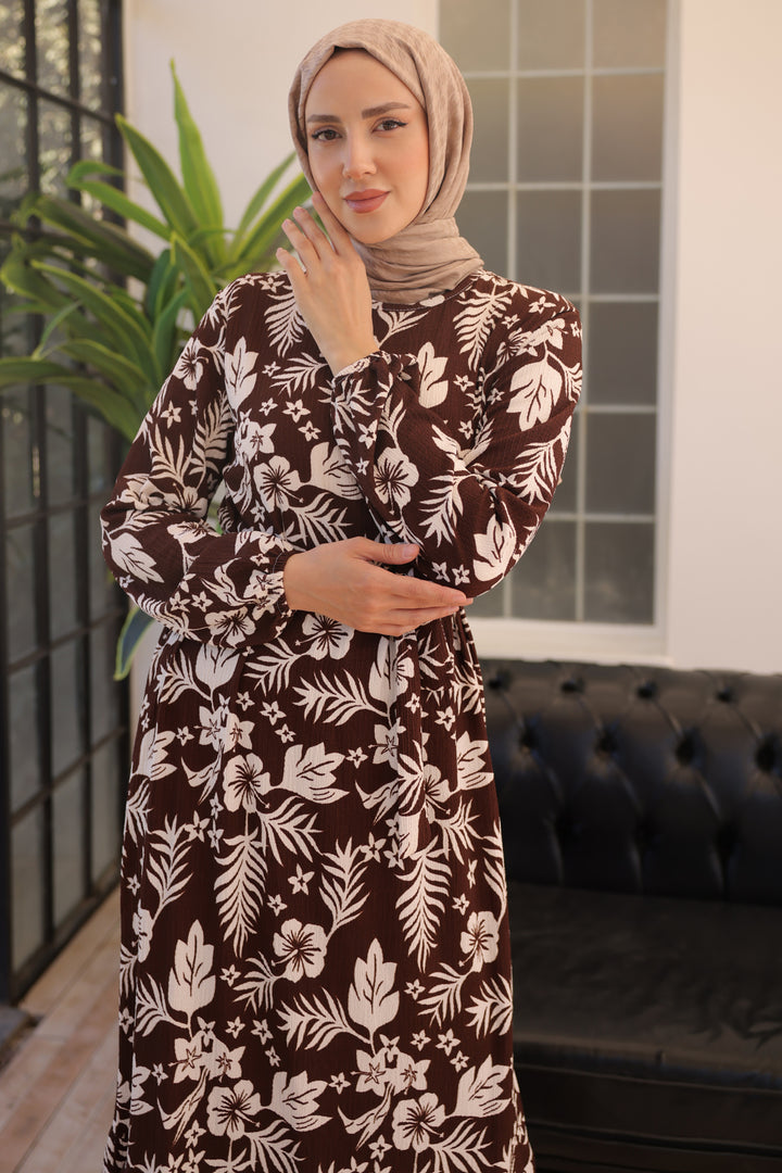 BNG Women Flower Patterned Dress Brown - Clermont