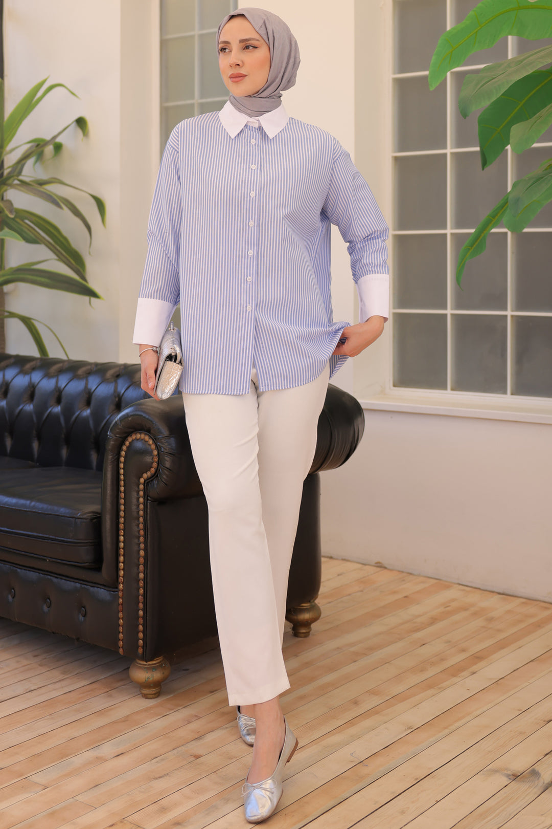 BNG Women Striped Detailed Shirt Blue - Clermont
