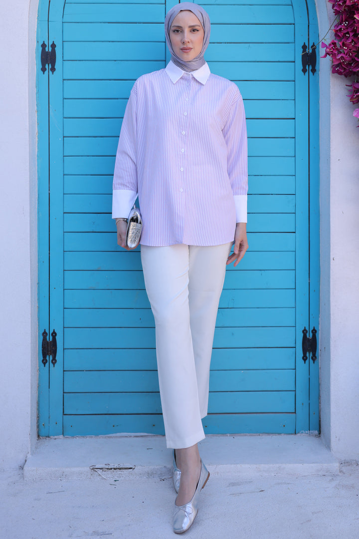 BNG Women Striped Detailed Shirt Pink - Clermont