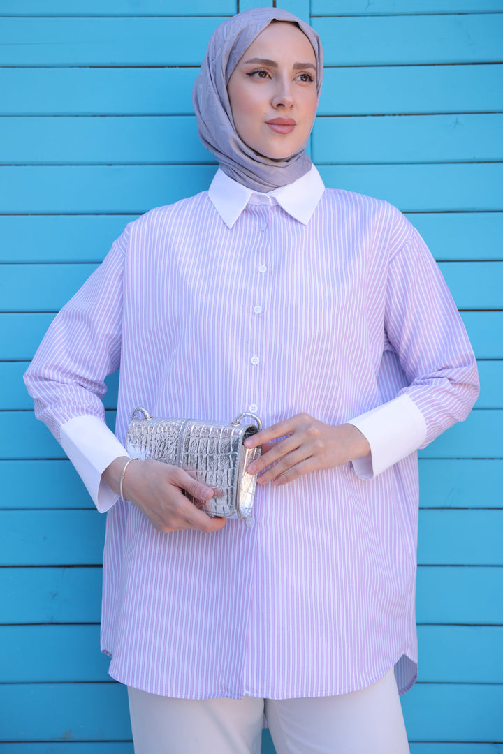 BNG Women Striped Detailed Shirt Pink - Clermont