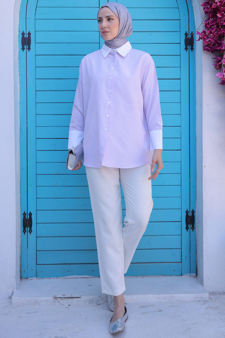 BNG Women Striped Detailed Shirt Pink - Clermont