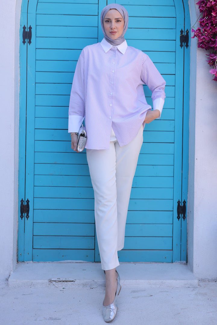 BNG Women Striped Detailed Shirt Pink - Clermont