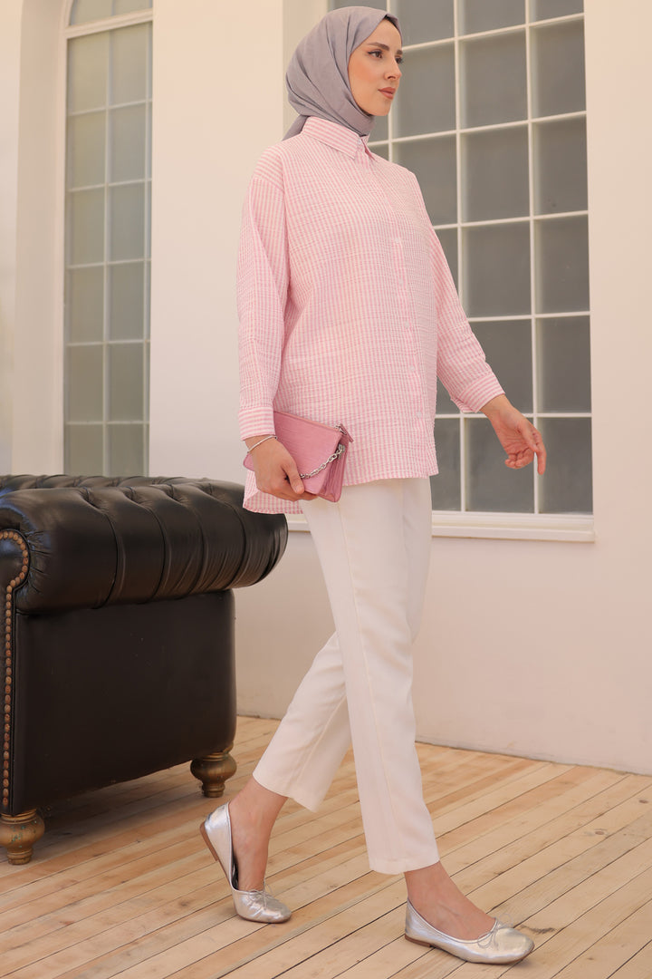 BNG Women Striped Shirt Pink - Clermont