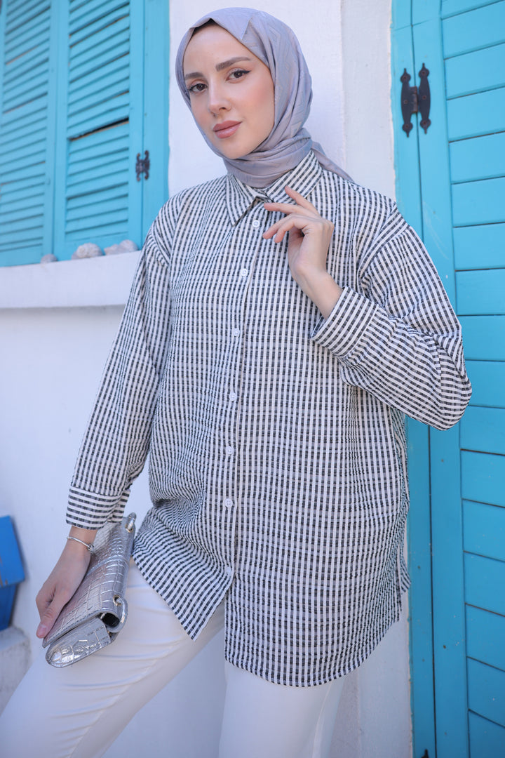 BNG Women Striped Shirt Black - Clermont