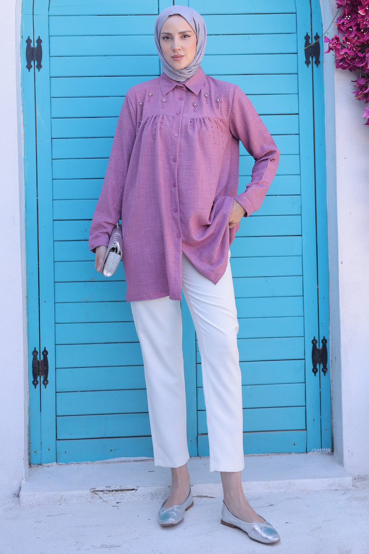 BNG Women Bead-Detailed Shirt Rose Pink - Clermont