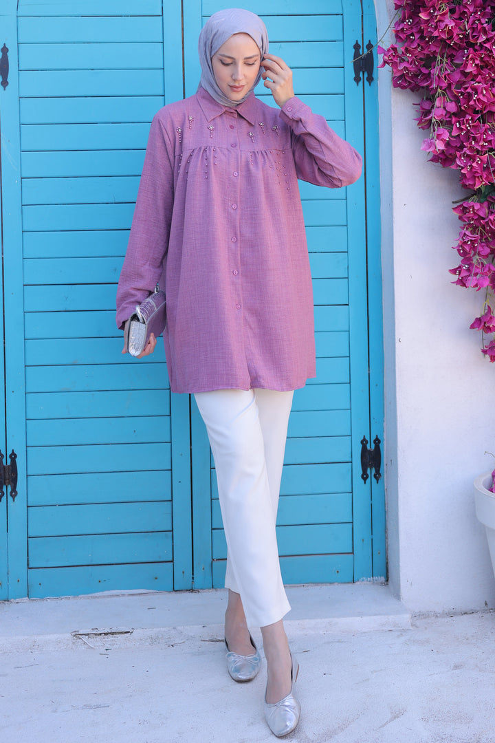 BNG Women Bead-Detailed Shirt Rose Pink - Clermont