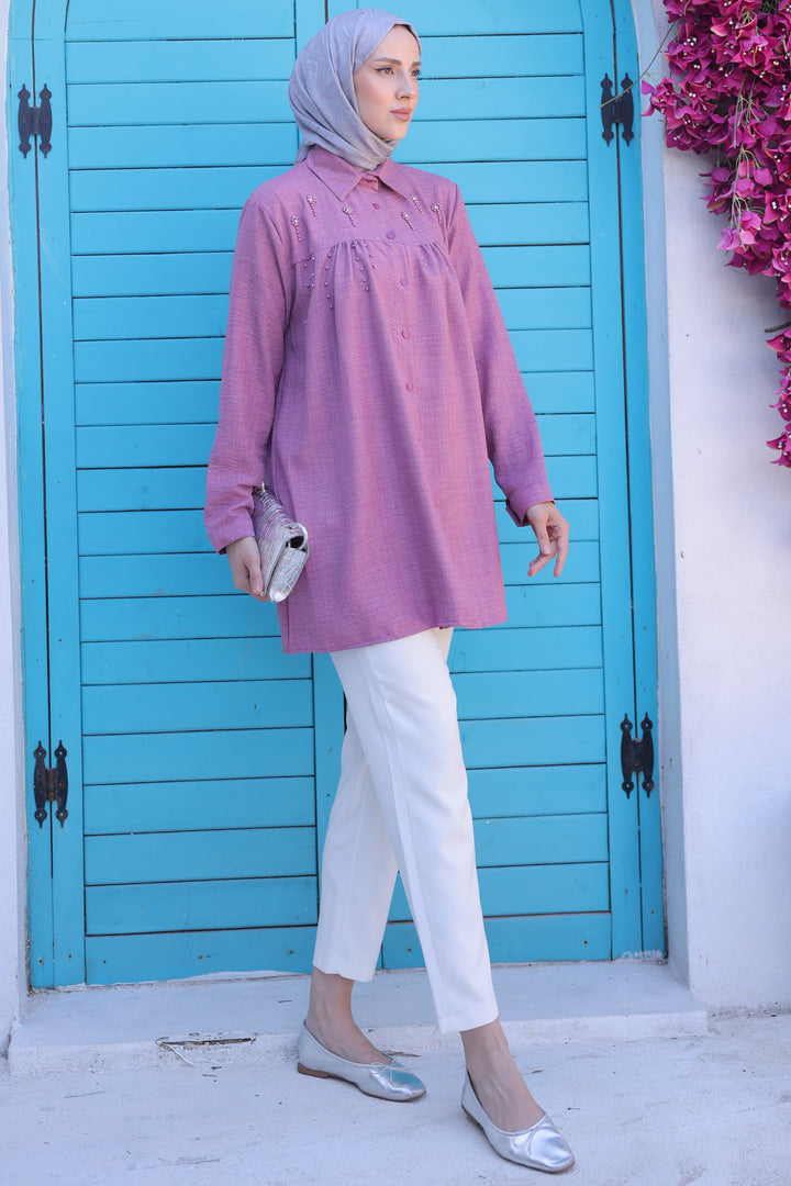 BNG Women Bead-Detailed Shirt Rose Pink - Clermont