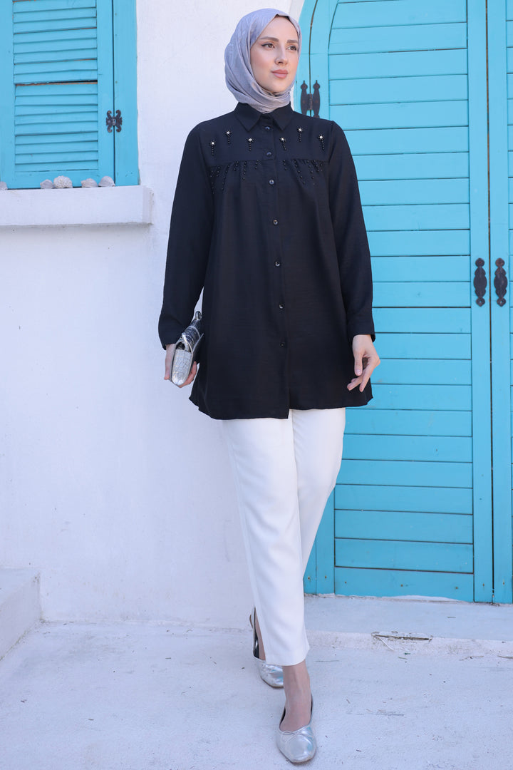 BNG Women Bead-Detailed Shirt Black - Clermont