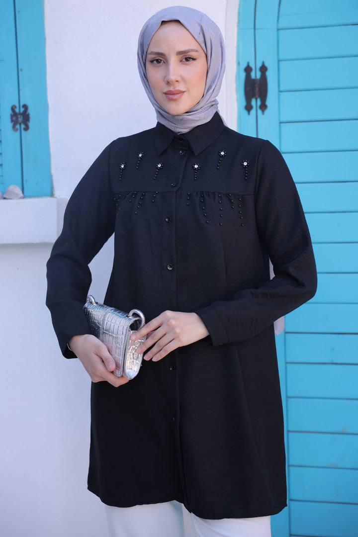 BNG Women Bead-Detailed Shirt Black - Clermont