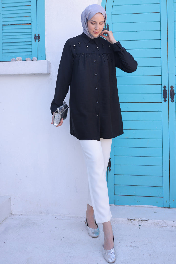 BNG Women Bead-Detailed Shirt Black - Clermont