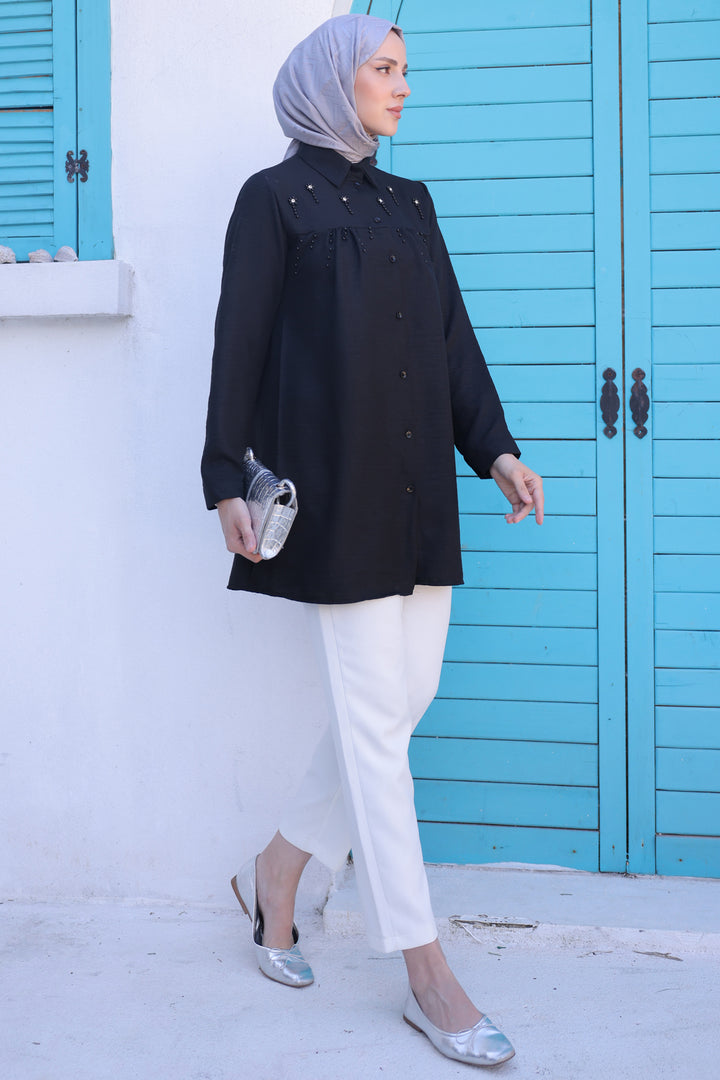 BNG Women Bead-Detailed Shirt Black - Clermont