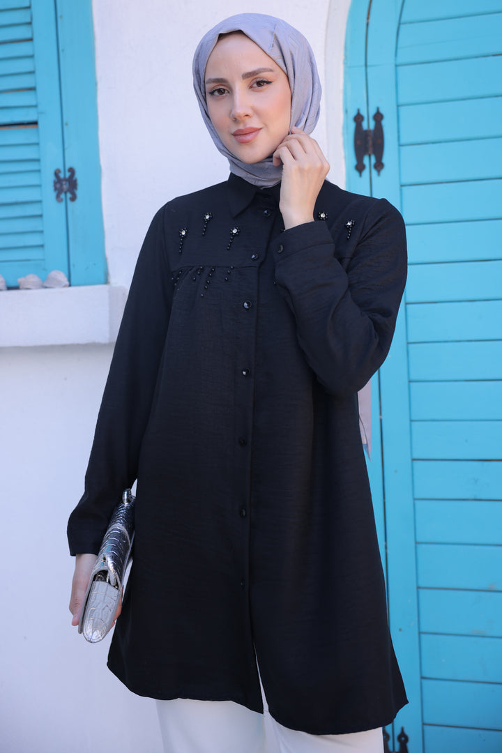 BNG Women Bead-Detailed Shirt Black - Clermont