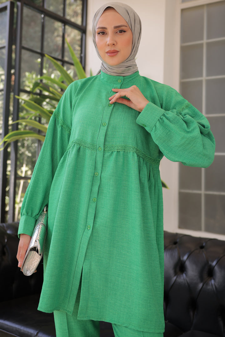 BNG Women Front Buttoned Two Piece Set Green - Clermont