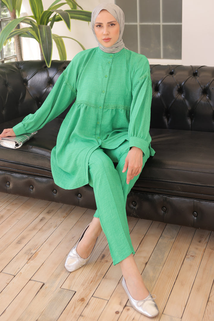 BNG Women Front Buttoned Two Piece Set Green - Clermont