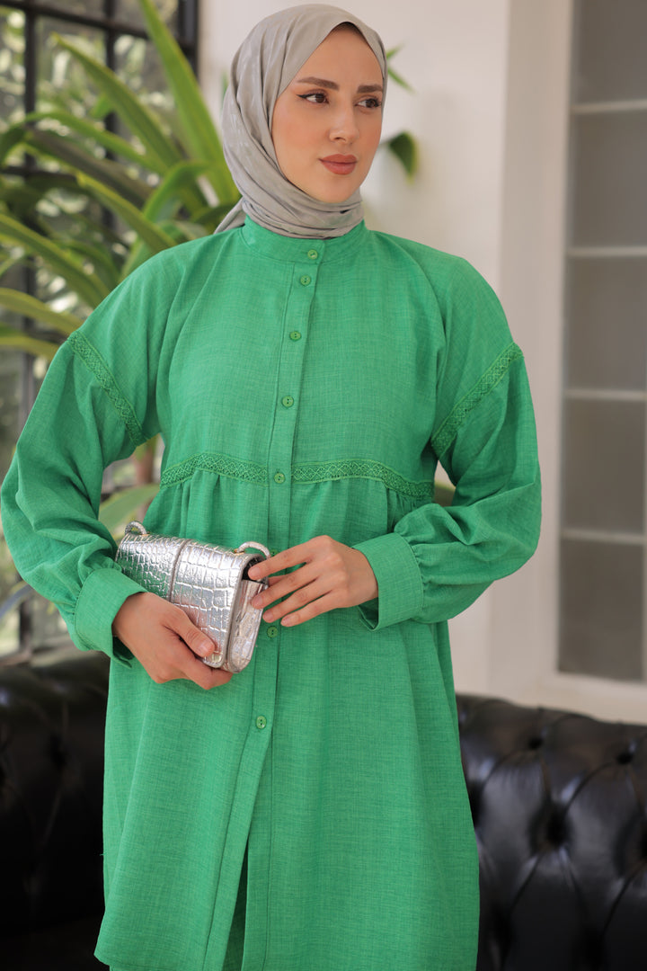 BNG Women Front Buttoned Two Piece Set Green - Clermont