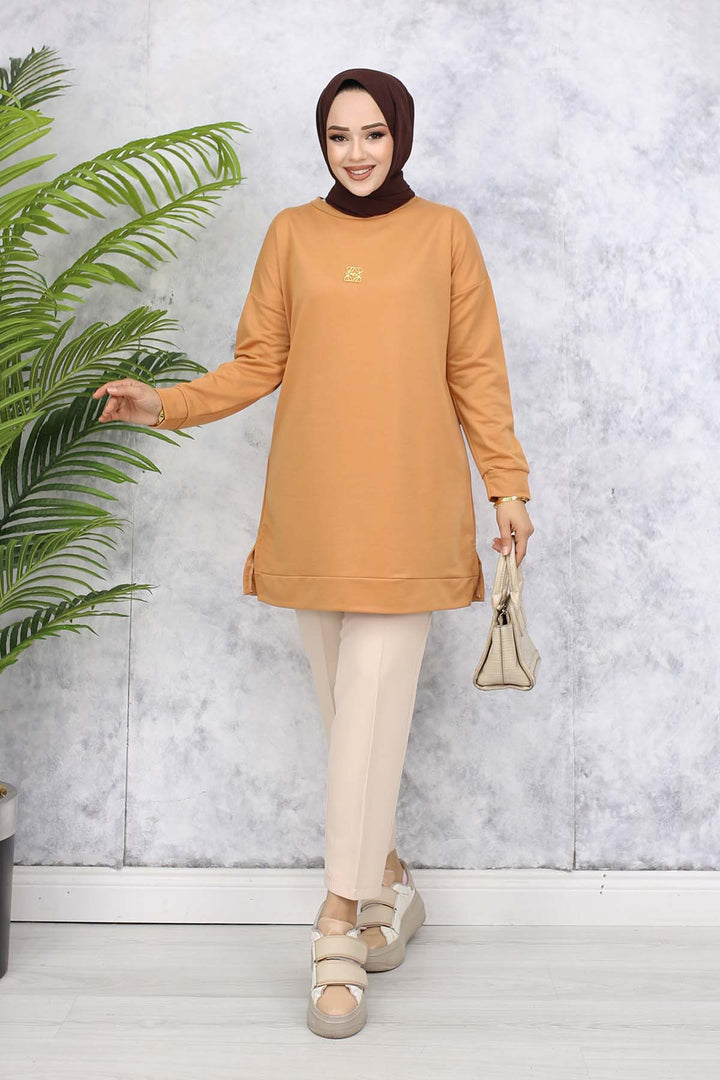 BNG Women Brooch Detailed Tunic 5034 Camel - Islington
