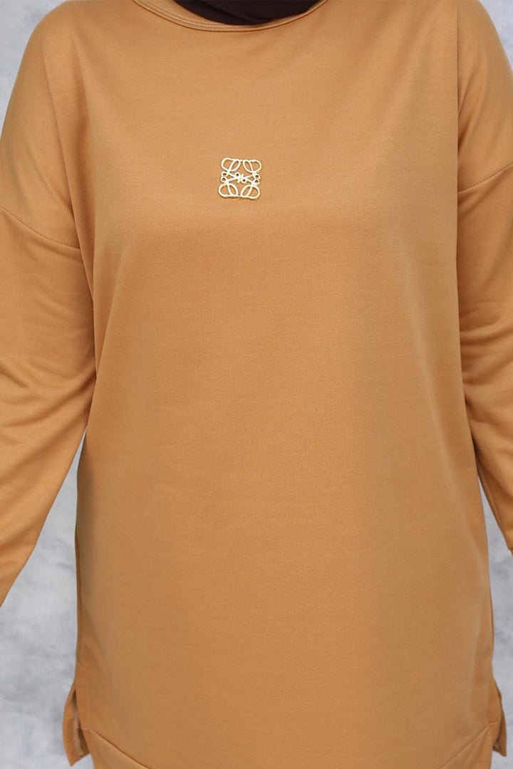 BNG Women Brooch Detailed Tunic 5034 Camel - Islington