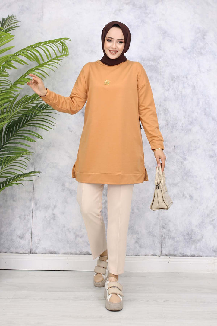 BNG Women Brooch Detailed Tunic 5034 Camel - Islington