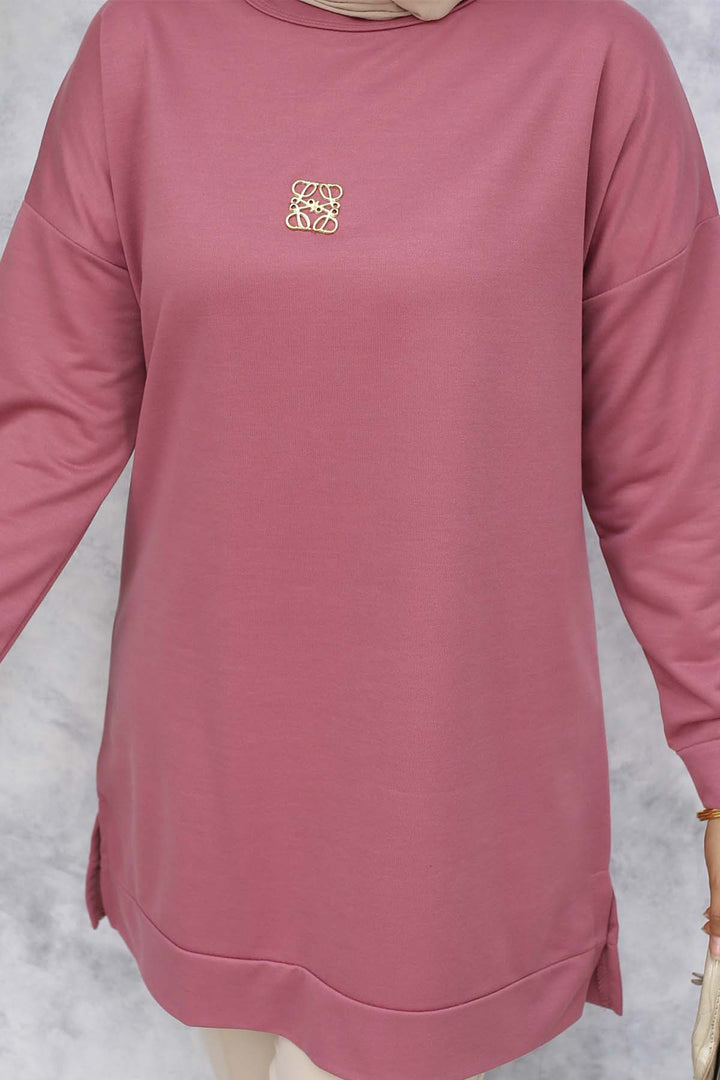 BNG Women Brooch Detailed Tunic 5034 Rose Pink - Spring Hill
