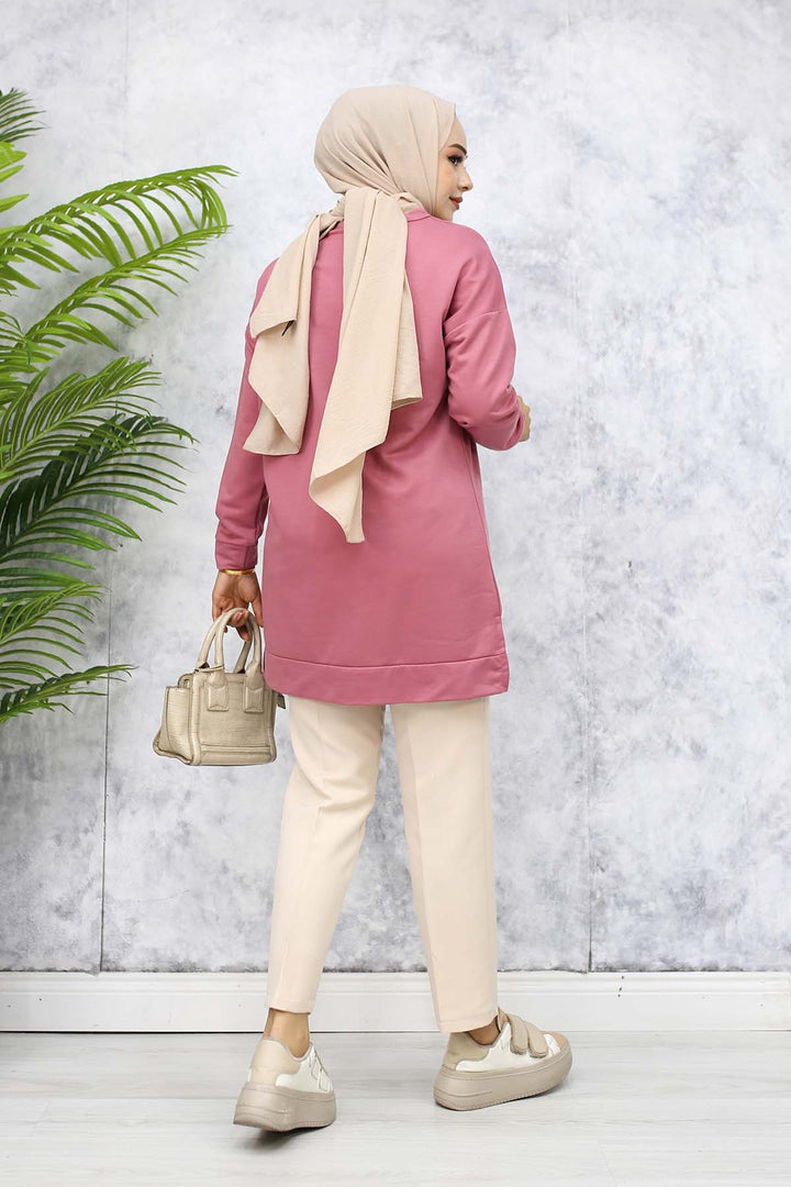 BNG Women Brooch Detailed Tunic 5034 Rose Pink - Spring Hill