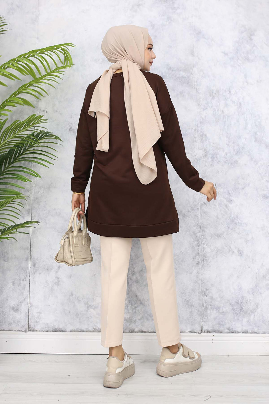 BNG Women Brooch Detailed Tunic 5034 Brown - Terneuzen