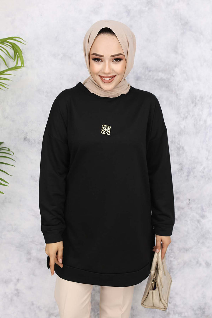 BNG Women Brooch Detailed Tunic 5034 Black - Arnsberg