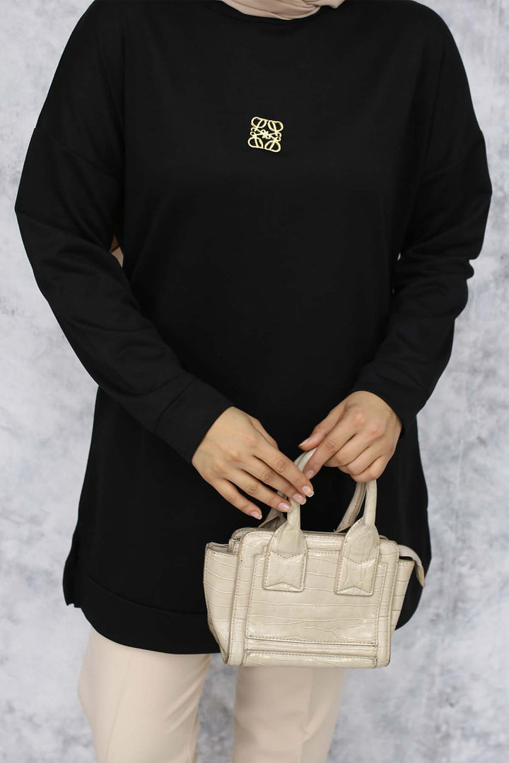 BNG Women Brooch Detailed Tunic 5034 Black - Arnsberg