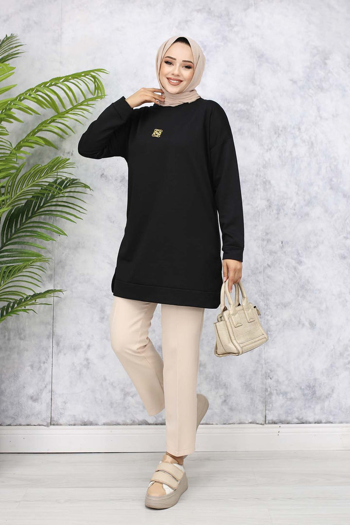 BNG Women Brooch Detailed Tunic 5034 Black - Arnsberg