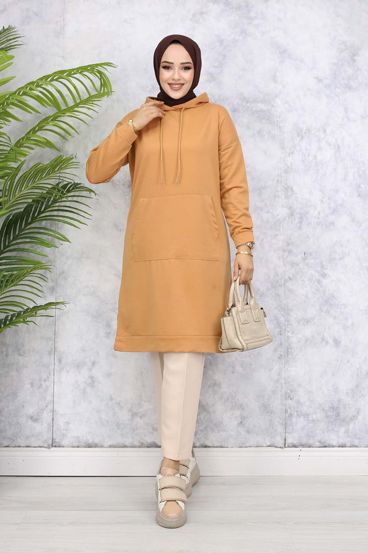 BNG Women Hooded Long Tunic 5036 Camel - Kallithéa