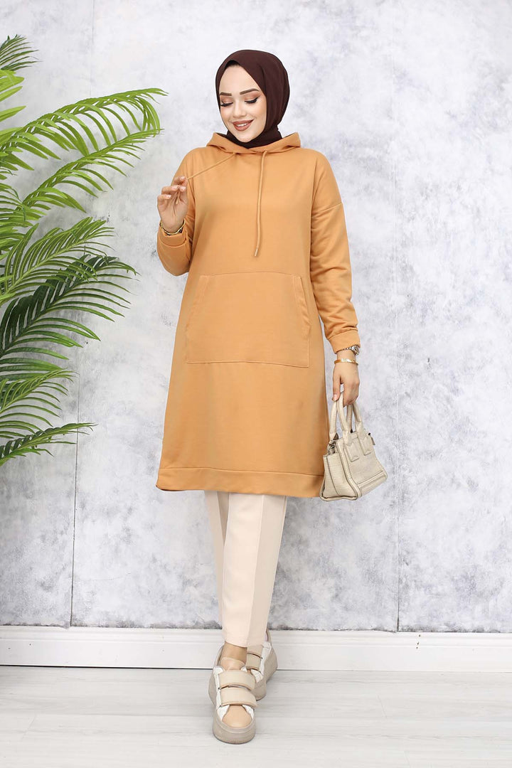 BNG Women Hooded Long Tunic 5036 Camel - Kallithéa