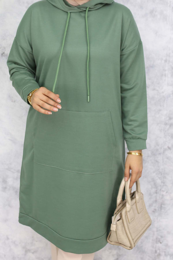 BNG Women Hooded Long Tunic 5036 Mint Green - Agua Prieta