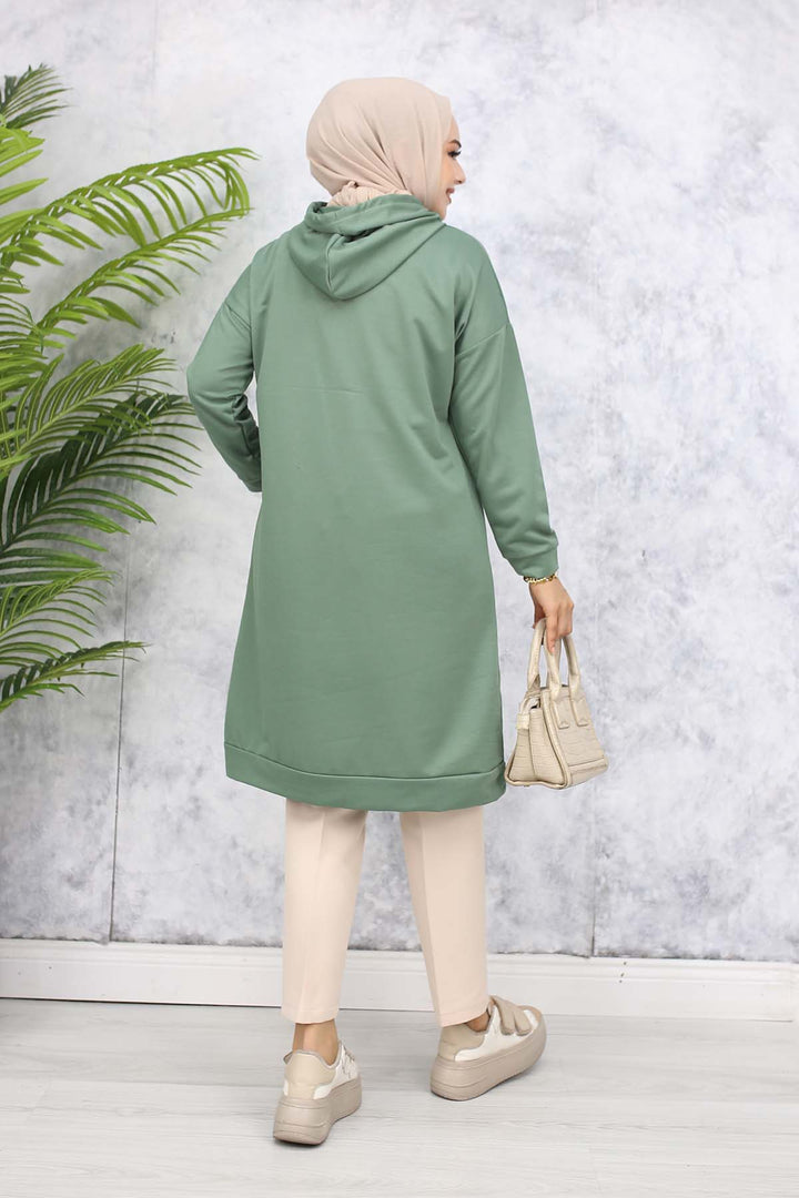 BNG Women Hooded Long Tunic 5036 Mint Green - Agua Prieta