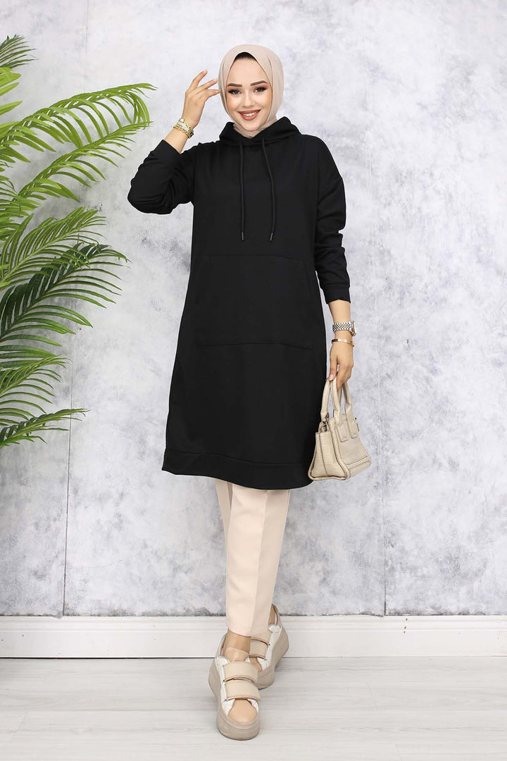 BNG Women Hooded Long Tunic 5036 Black - Bitterfeld