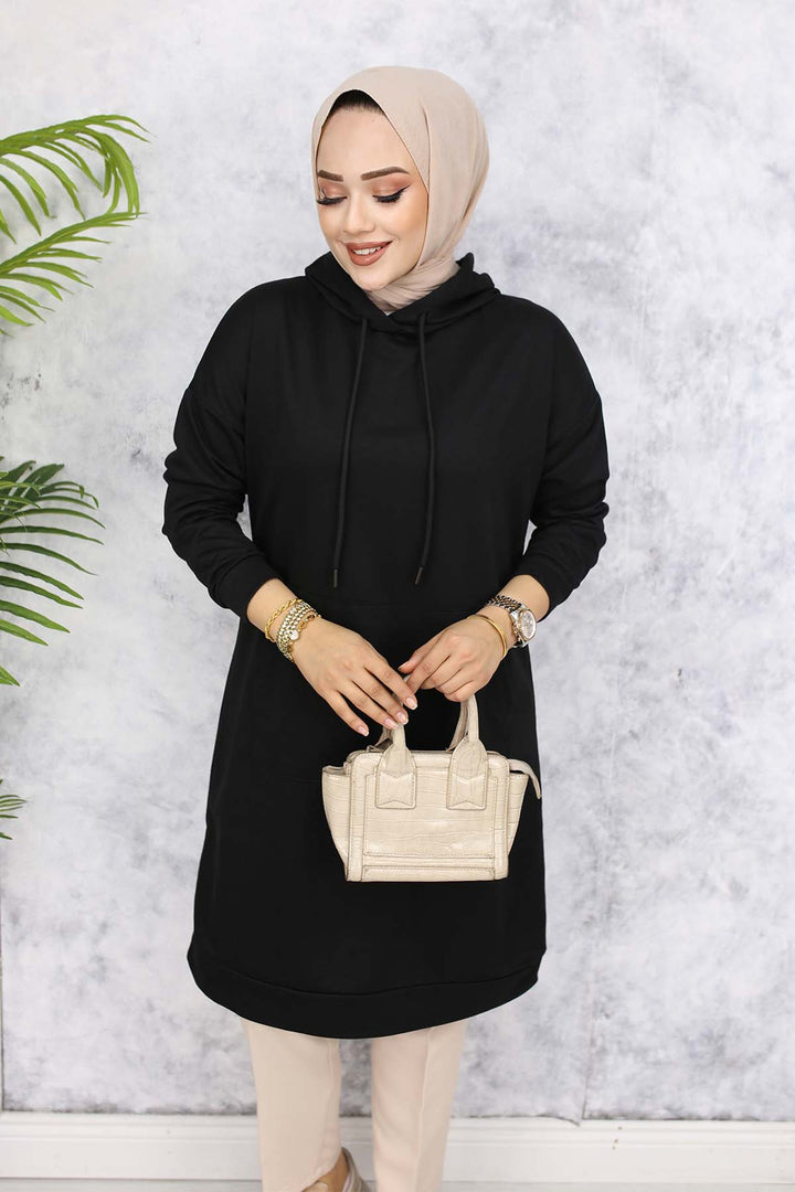 BNG Women Hooded Long Tunic 5036 Black - Bitterfeld
